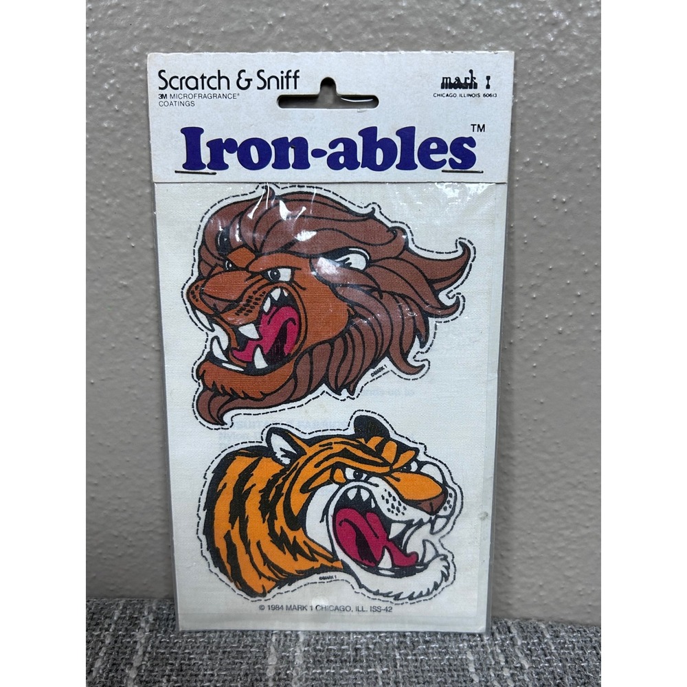 Vintage Iron-ables Lion Tiger Scratch Sniff 1984 NOS HTF Patch Applique